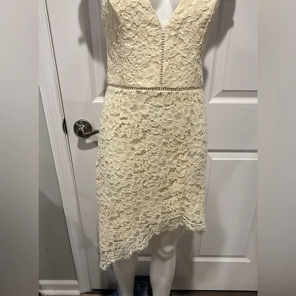 NBD only yours cream color asymmetrical hem mini dress size medium - Picture 6 of 8